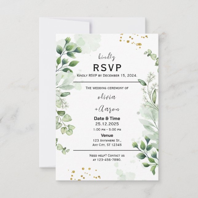 Invitación a tarjeta RSVP de Boho Greenery (Anverso)