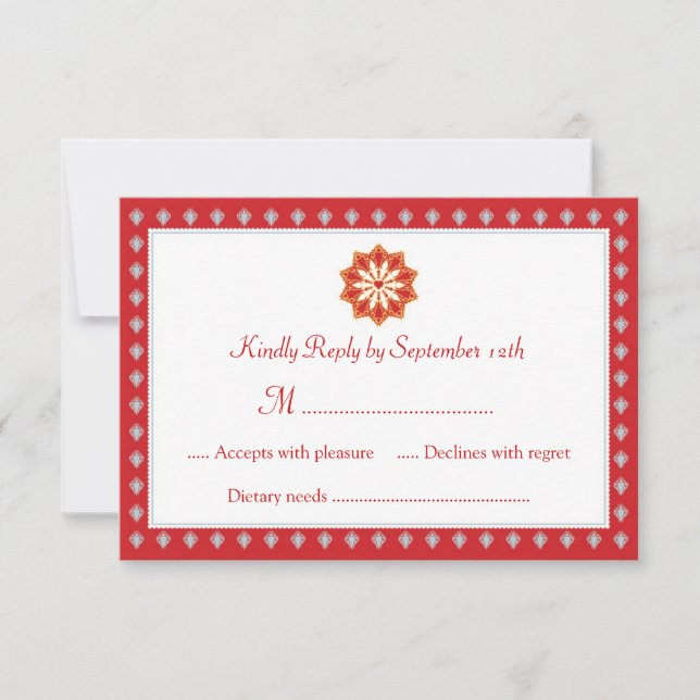 Invitación a tarjeta RSVP de la boda de Ornate (Anverso)