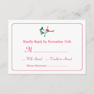 Invitación a tarjeta RSVP para navidades Mistletoe