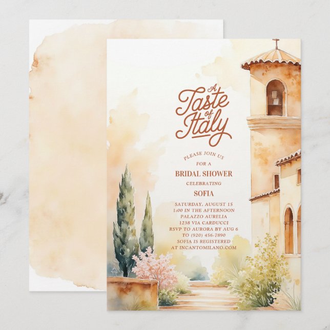 Invitación A Taste of Italy Italian Bridal Shower (Anverso / Reverso)