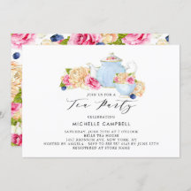 Invitación a Té Floral con Acuarela