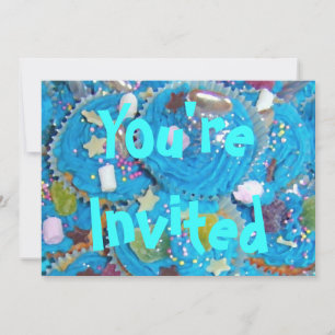 Invitación a 'Te invitan' con Cupcakes azules
