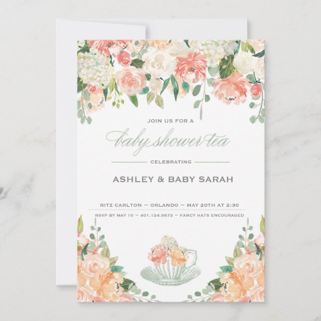 Invitación a Tea Baby Shower (Anverso)