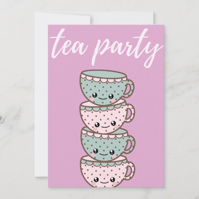 Invitación a Tea Fiesta Pink Teacups (Anverso)