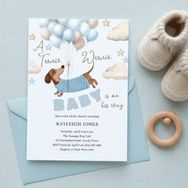 Invitación A Teenie Weenie Cute Dachshund Boy Baby Shower
