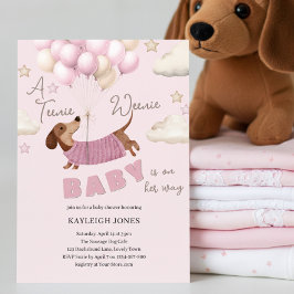 Invitación A Teenie Weenie Cute Dachshund Girl Baby Shower