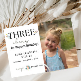 Invitación a tercer cumpleaños de Flor silvestre