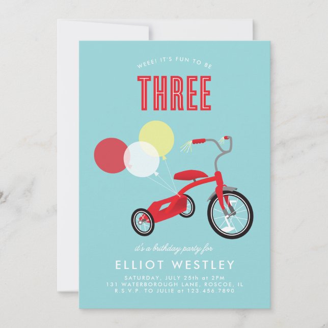 Invitación a tercer cumpleaños de Tricylce (Anverso)