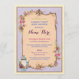 Invitación a tetera del Fiesta del té Baby Shower
