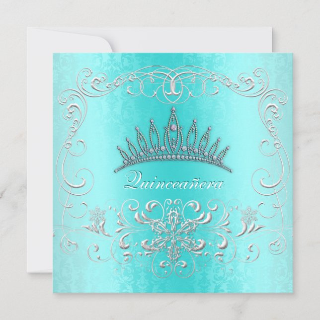 Invitación a tiara de diamante Verde azulado Damas (Anverso)