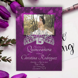 Invitación a Tiara de Plata Violet Quinceanera