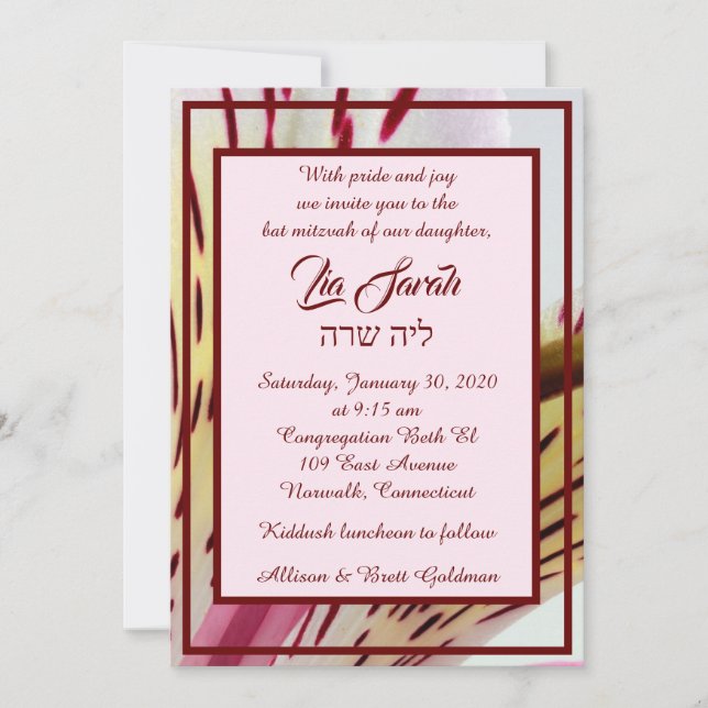 Invitación a Tiger Lily (Anverso)