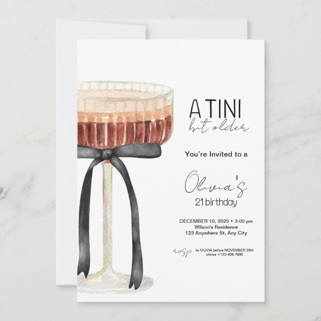 Invitación A Tini Bit Older Birthday Invitation (Anverso)