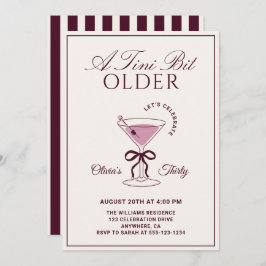Invitación A Tini Bit Older Burgundy 30th Martini Birthday