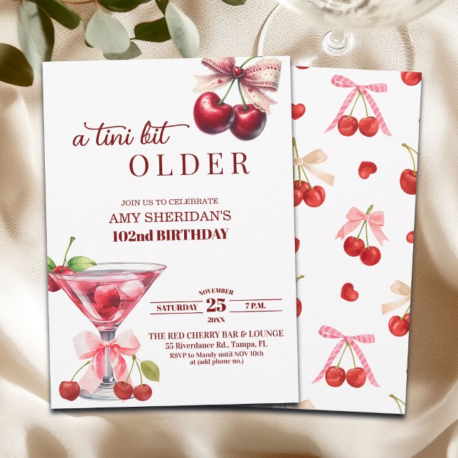 Invitación A Tini Bit Older Cherry Martini 102nd Birthday (Subido por el creador)