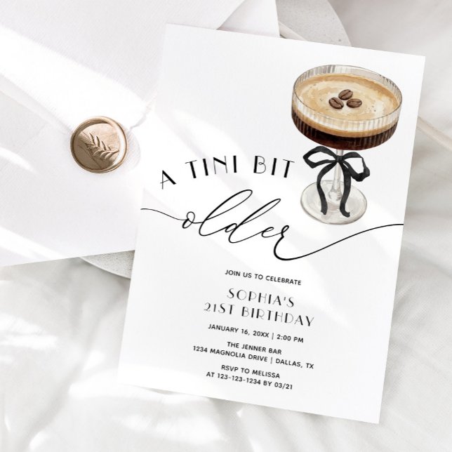 Invitación A Tini Bit Older Espresso Martini 21st Birthday (Subido por el creador)