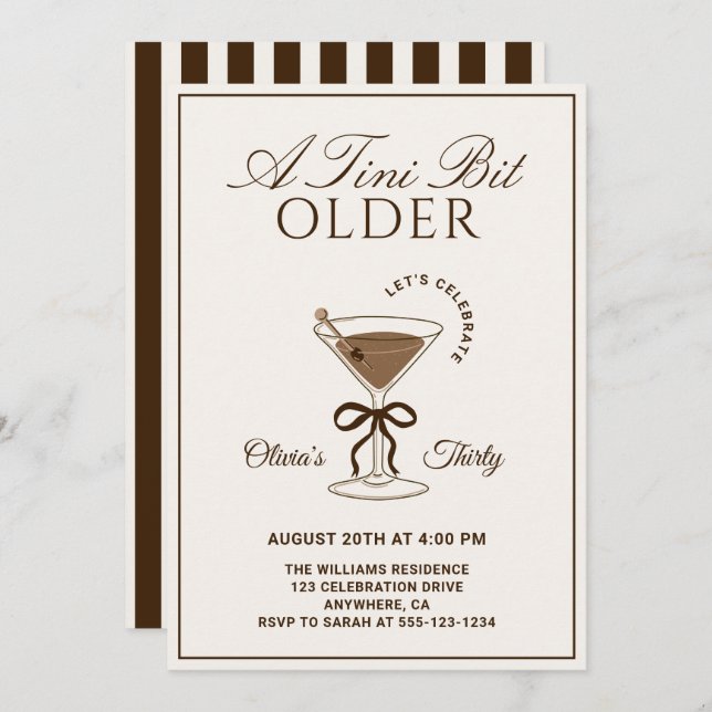 Invitación A Tini Bit Older Espresso Martini 30th Birthday (Anverso / Reverso)