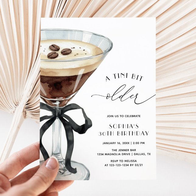 Invitación A Tini Bit Older Espresso Martini Birthday Party (Subido por el creador)