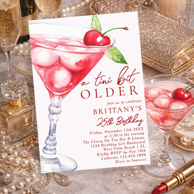 Invitación A Tini Bit Older Martini Cocktail Birthday For Her (Subido por el creador)