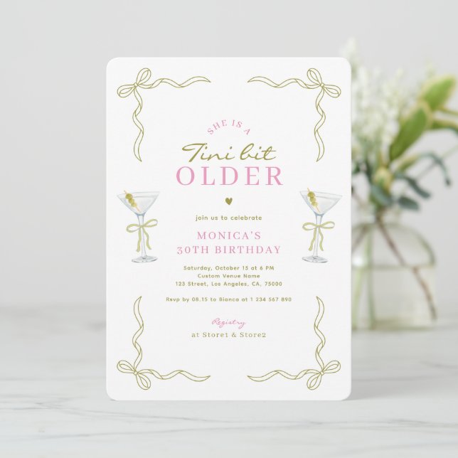 Invitación A Tini Bit Older Pink & Green 30th Birthday Party (Anverso de pie)