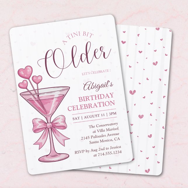 Invitación A Tini Bit Older Pink Martini Cocktail Birthday  (Subido por el creador)