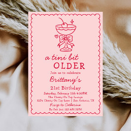 Invitación A Tini Bit Older Pink Red Cherry Martini Birthday