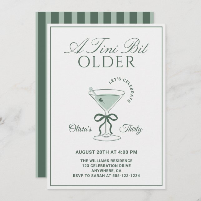 Invitación A Tini Bit Older Sage 30th Martini Birthday (Anverso / Reverso)
