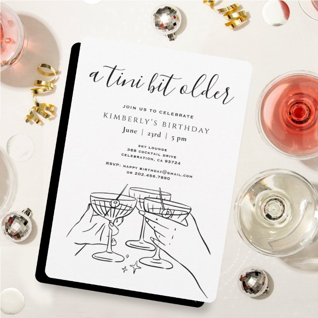 Invitación A Tini Bit Older White Chic Martini Birthday Party (Subido por el creador)