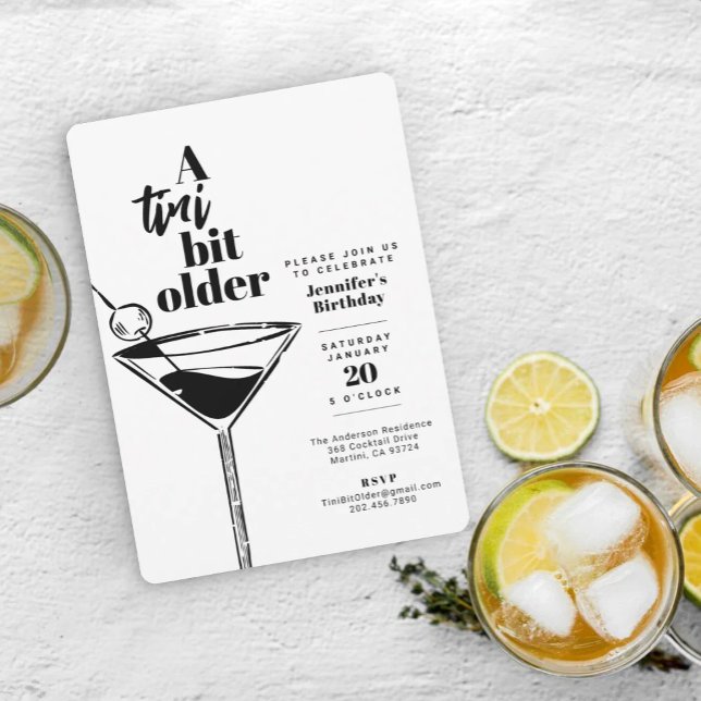 Invitación A Tini Bit Older White Martini Birthday Party (Subido por el creador)