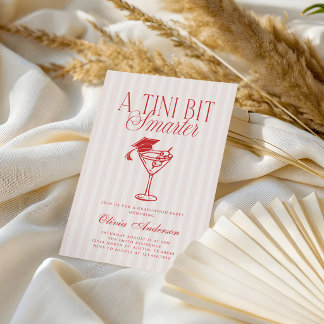 Invitación A Tini Bit Smarter Pink Red Stripes Graduation