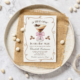 Invitación A Tini One Espresso Martini Pink Bow Baby Shower
