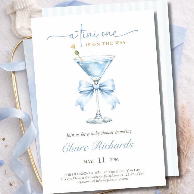Invitación A Tini One Is On The Way Blue Boy Baby Shower  (Subido por el creador)