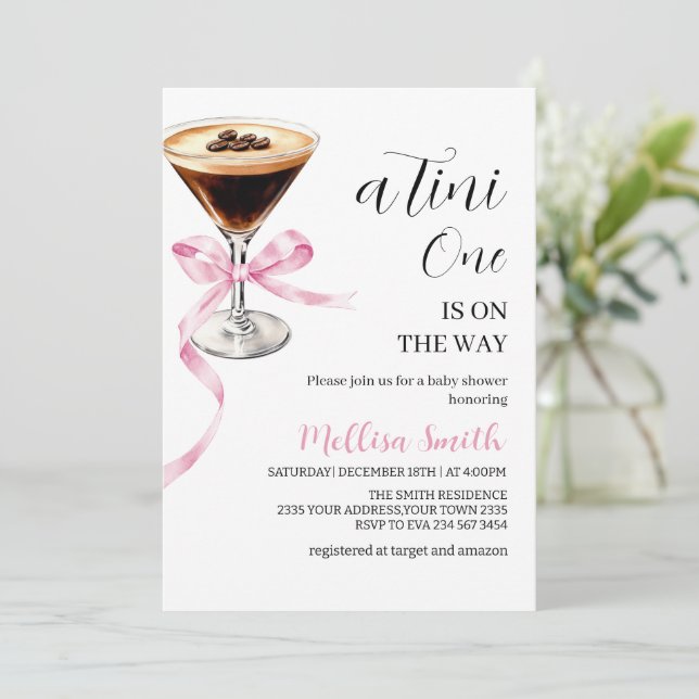 Invitación A Tini One On The Way Espresso Martini Baby Shower (Anverso de pie)