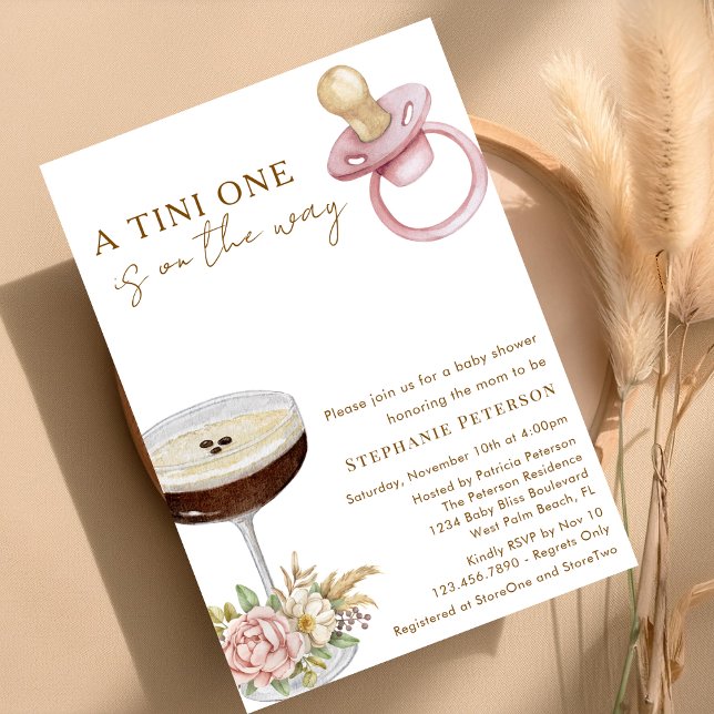 Invitación A Tini One Pink Paci Espresso Martini Baby Shower (Subido por el creador)