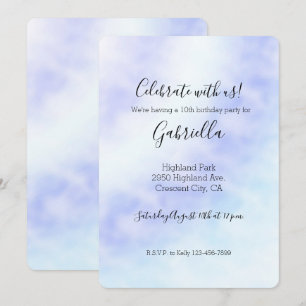 Invitación a    tinte azul Aqua Blanco Púrpura