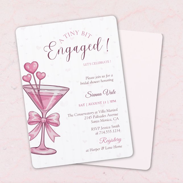 Invitación A Tiny Bit Engaged Pink Martini Bridal Shower (Subido por el creador)