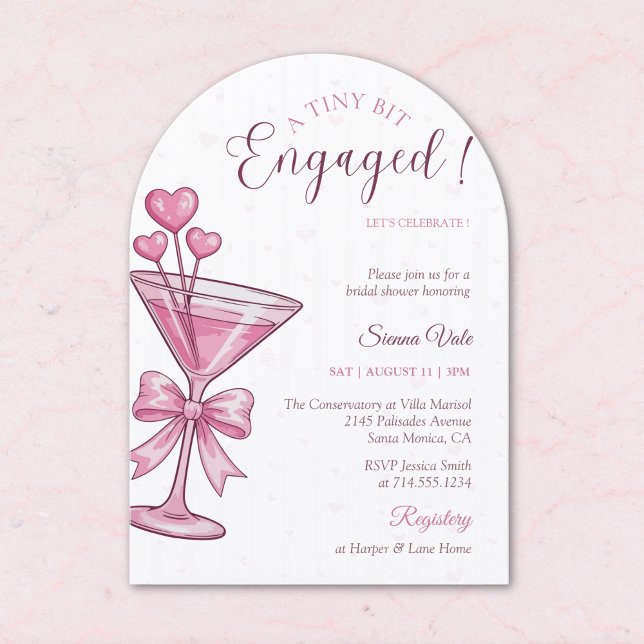 Invitación A Tiny Bit Engaged Pink Martini Bridal Shower (Subido por el creador)