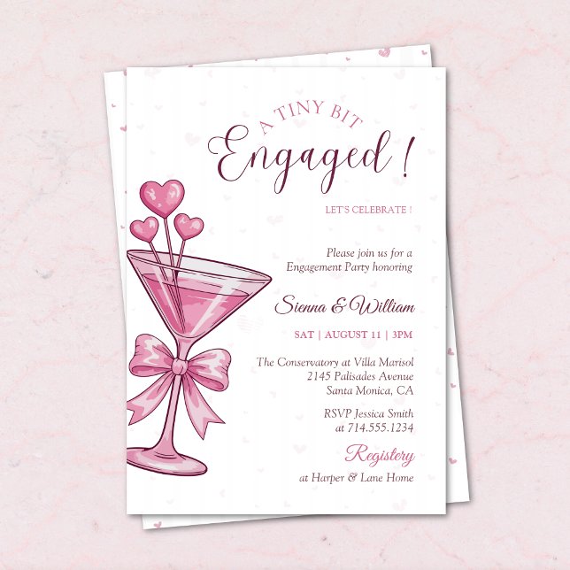 Invitación A Tiny Bit Engaged Pink Martini Engagement Party (Subido por el creador)