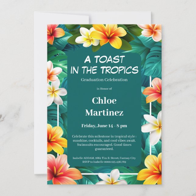 Invitación A Toast in thetropics | Tropical Graduation Party  (Anverso)