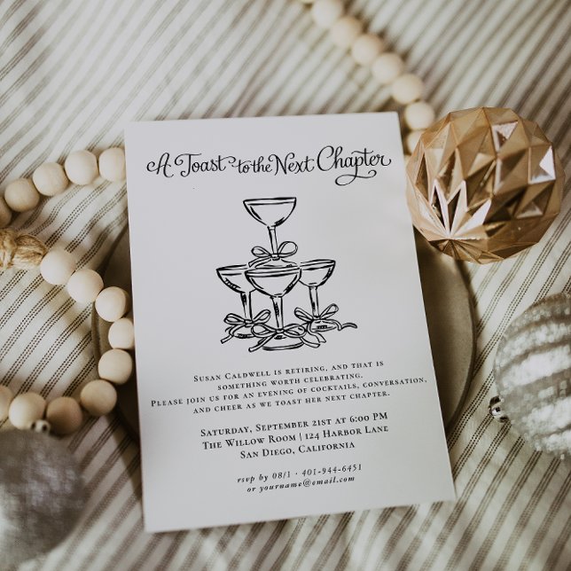 Invitación A Toast to the Next Chapter | Elegant Retirement  (Subido por el creador)