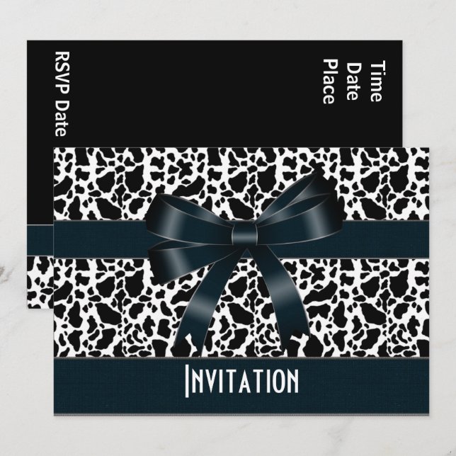 Invitación a todas las ocasiones Black White Cow A (Anverso / Reverso)