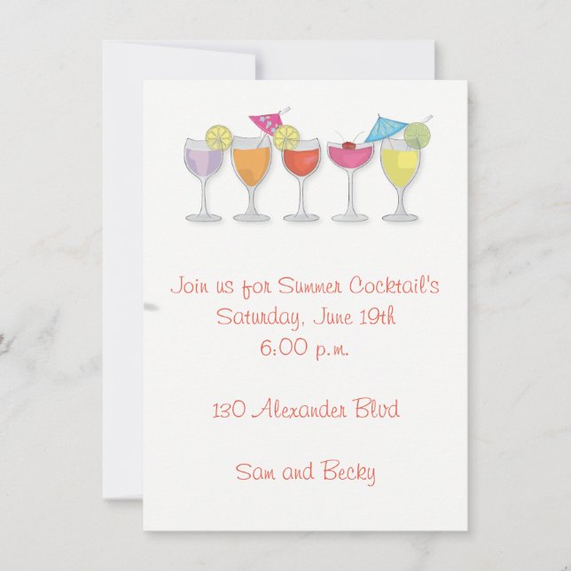 Invitación a tomar bebidas de verano (Anverso)