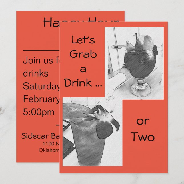 Invitación a tomar bebidas sociales de Happy Hour (Anverso / Reverso)