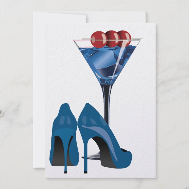 Invitación a tomar cócteles de Curacao azul (Anverso)