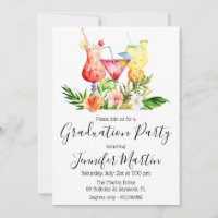 Invitación a tomar cócteles de graduación tropical