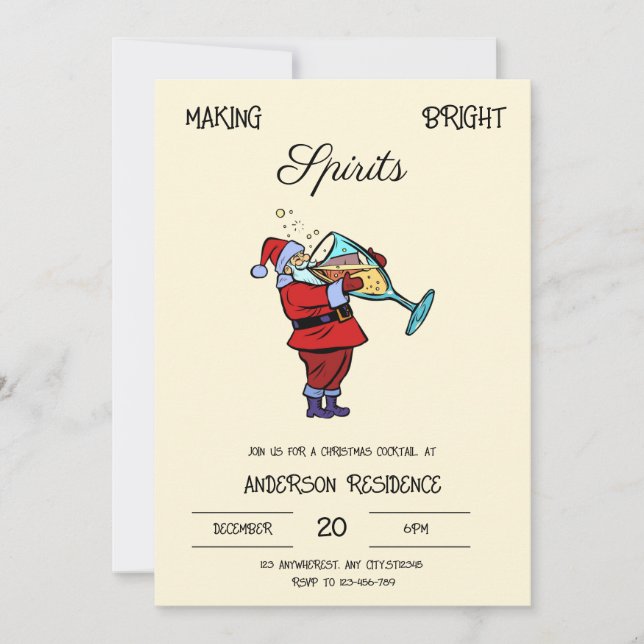 Invitación a tomar cócteles para los Navidades de  (Anverso)