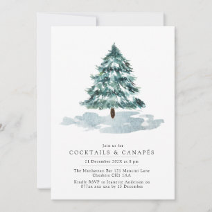 Invitación a tomar cócteles para Navidades de pino