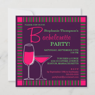 Invitación a tomar cócteles rosados de la fiesta d