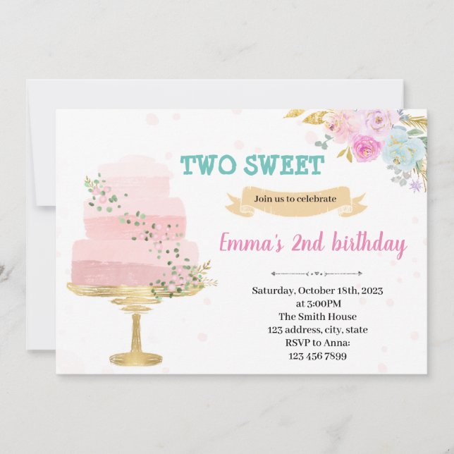 Invitación a tomar el segundo cumpleaños (Anverso)
