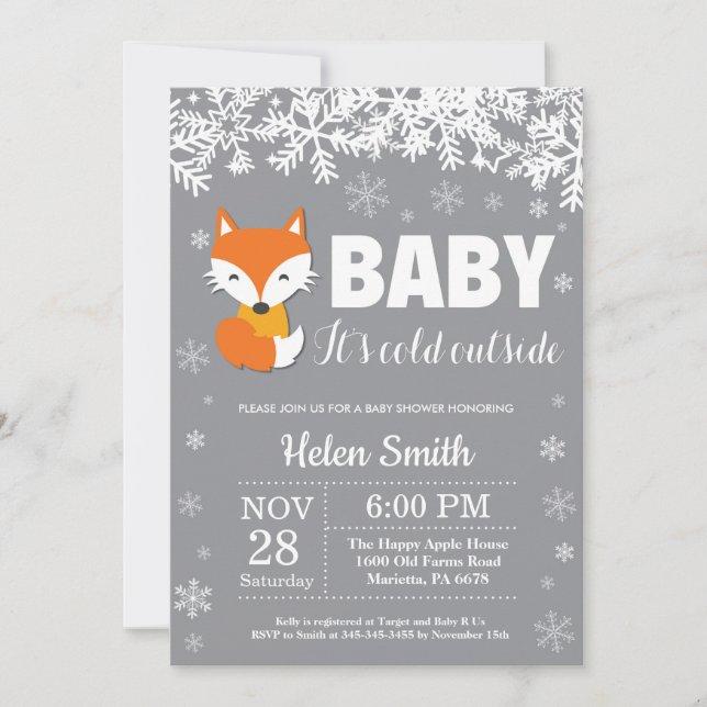 Invitación a tomar Snowflake para Baby Shower en i (Anverso)